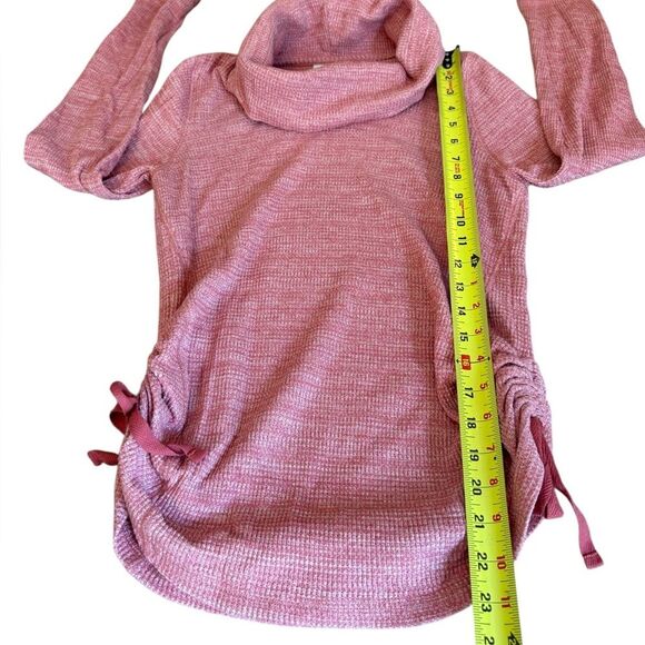J. Jill Pink Cowl Neck Sweater Heathered Texture Cinched Hem Womens Small Pink - Picture 10 of 11